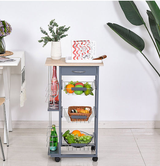 HomCom HomCom Küchenwagen Hölzernes 6 Ebenen Graue 47x37x83cm