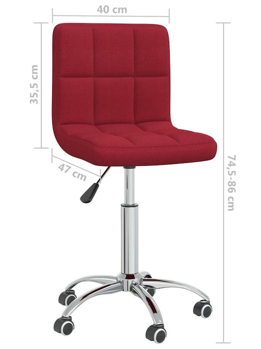 Swivel Visitor Chair with Wheels Μπορντό 40x47x74.5cm
