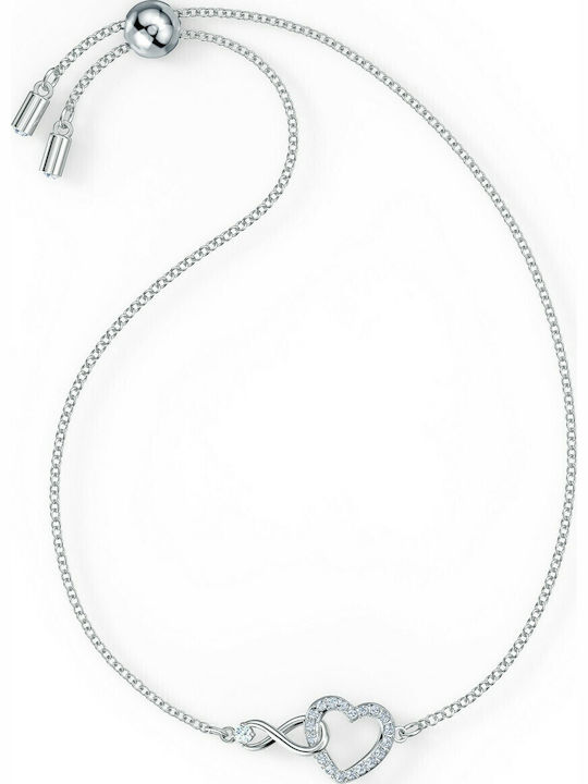 Swarovski Infinity Heart Medium Women's Chain Bracelet with Infinity Design in Silver 24cm