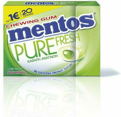 Mentos 20 Chewing gum Pure Fresh with Flavor Lime/Meda No Added Sugar 1pcs 28gr