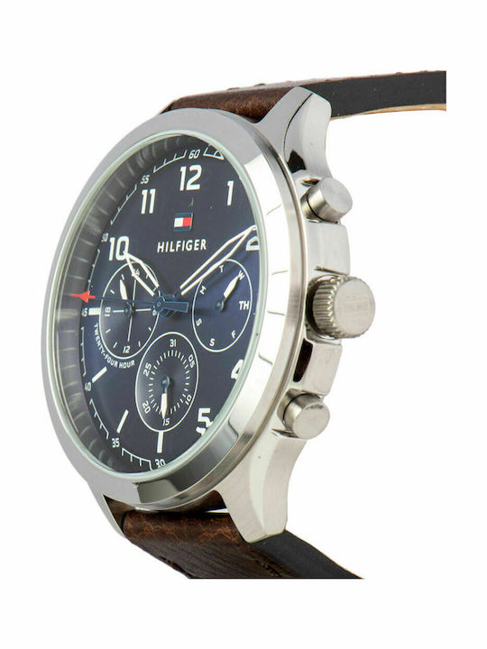 Tommy Hilfiger Asher Men's Watch 44mm Chronograph Battery with Brown Leather Strap