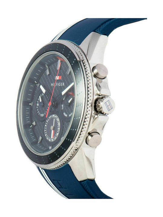 Tommy Hilfiger Aiden Men's Watch 44mm Chronograph Battery with Blue Rubber Strap