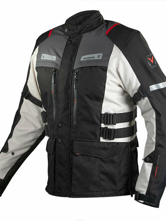 Nordcode Rhyno Oversize Мъжко Мотоциклетно яке Водоустойчив Черно/сиво