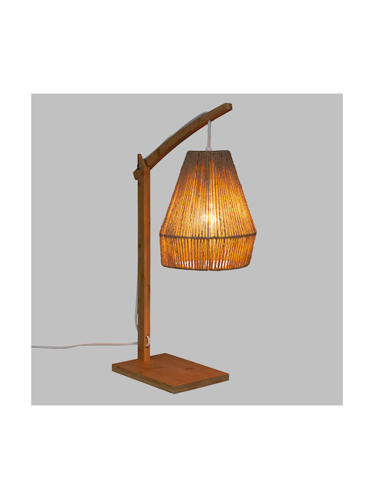 Atmosphera Palm Wood Table Lamp for Socket E27 with Brown Shade and Base