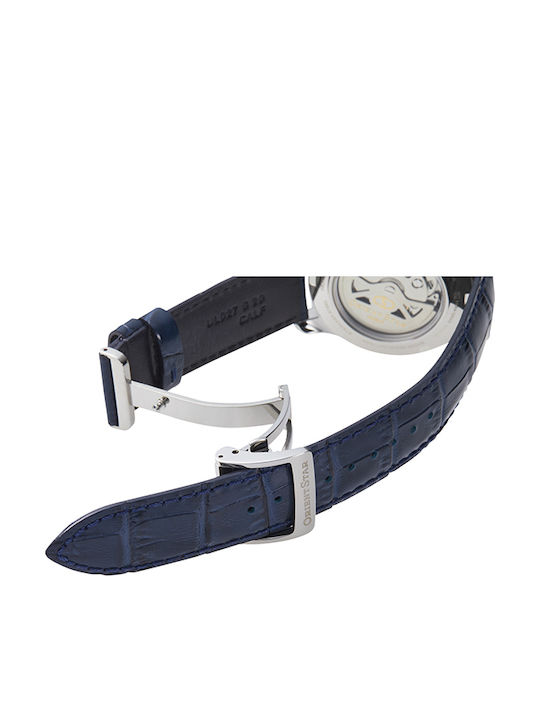 Orient Star Ανδρικό Ρολόι 40mm Χρονογράφος Αυτόματο με Μπλε Δερμάτινο Λουράκι
