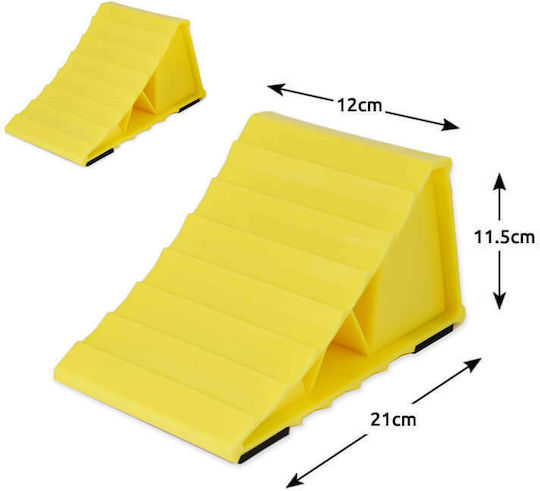 Autoline Truck Wheel Chock Car Wheel Chocks Plastic Yellow 21 x 12 x 11.5cm 2 Pieces