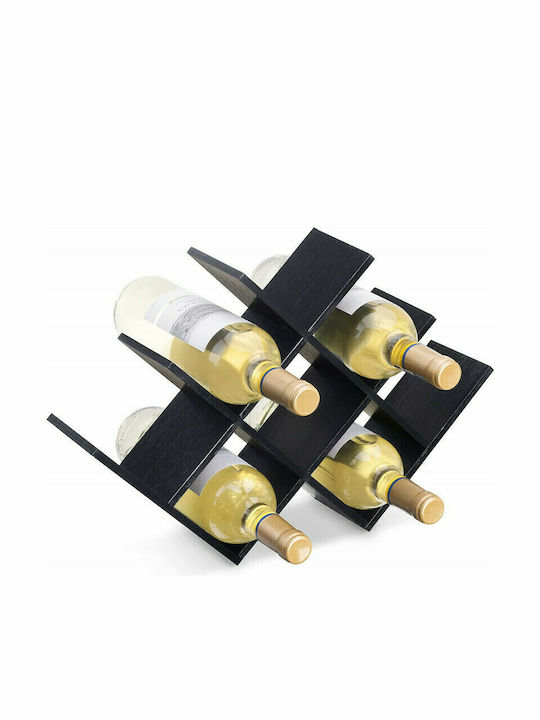 Navaris Tabletop Suport pentru Sticle Lemn pentru 8 Sticle Neagră 43.5x10x29.5εκ.