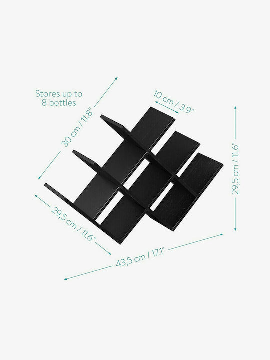 Navaris Tabletop Suport pentru Sticle Lemn pentru 8 Sticle Neagră 43.5x10x29.5εκ.