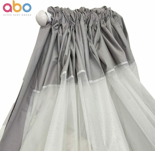 abo Mückennetz Kinderbett aus Tüll M.8081.110 mit Stützfuß Gray 510x180cm
