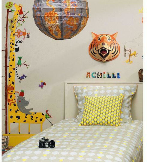 Djeco Kids Growth Height Chart Wall Sticker with Design Animals Giraffe Yellow 160cm