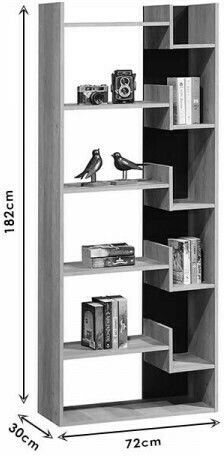 Bibliotecă Naya Natural / Antracit 72x30x182.5cm