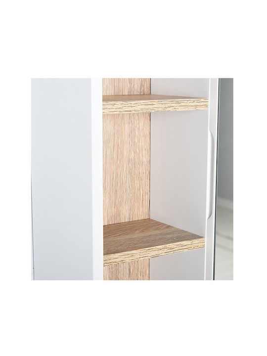HomCom Правоъгълена Банско Огледало от MDF с Рафт & Шкаф 60x14.5см Бял