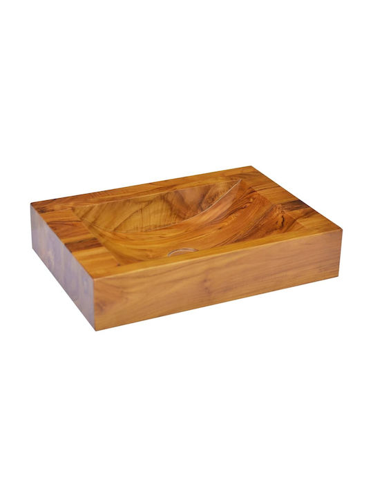 vidaXL Επικαθήμενος Νιπτήρας Ξύλινος 50x35x10cm Teak