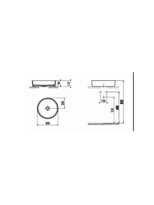 Tema Vessel Bathroom Sink Porcelain 40x40x11.2cm White