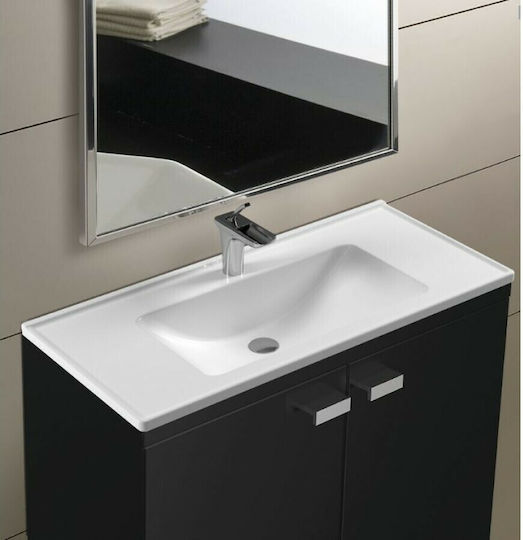 Serel Slim Montat pe perete Suspendat Chiuvetă Porțelan 80x46x16.5cm Alb