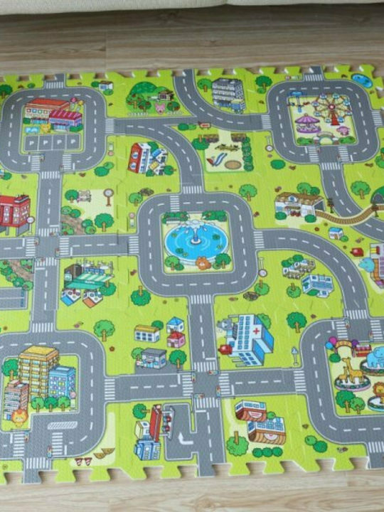 Interactive Eva Floor Puzzle with Roads 9 Pieces
