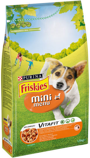 Friskies Friskies Mini Menu 1.5kg Ξηρά Τροφή για Ενήλικους Σκύλους Μικρόσωμων Φυλών με Κοτόπουλο και Λαχανικά