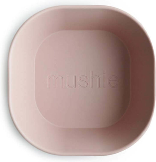 Mushie Παιδικό Μπωλ Φαγητού Dinner Square από Σιλικόνη Ροζ 2τμχ