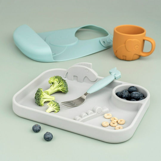Done by Deer Baby Food Plate Friends made of Silicone Gray