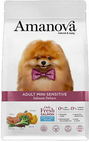 Amanova Adult Mini Sensitive 2kg Trockenfutter ohne Getreide für erwachsene Hunde mit Lachs