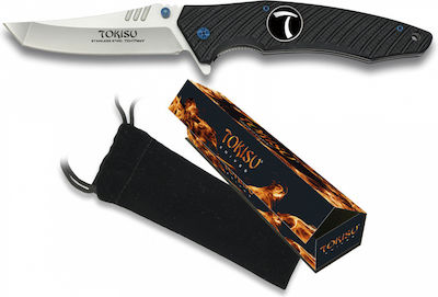 Tokisu Regist. Pocket Knife Black with Blade made of Steel in Sheath