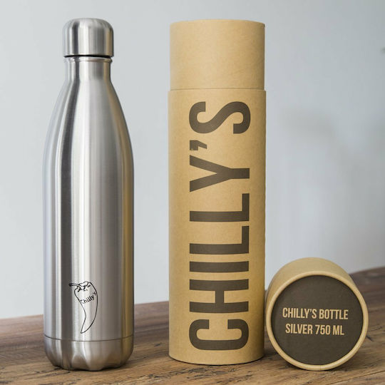 Chilly's Original Μπουκάλι Θερμός Ανοξείδωτο BPA Free 750ml Ασημί