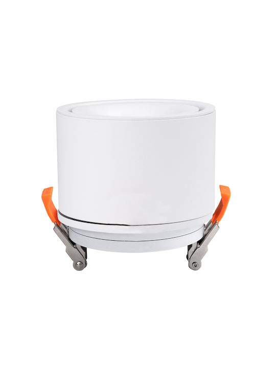 GloboStar Omega Rund Metallisch Einbau Spot mit integriertem LED und Natürliches Weißes Licht Weiß 10x10cm. 1Stück