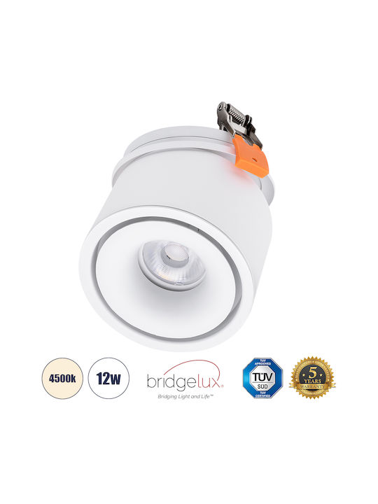 GloboStar Omega Rund Metallisch Einbau Spot mit integriertem LED und Natürliches Weißes Licht Weiß 10x10cm. 1Stück