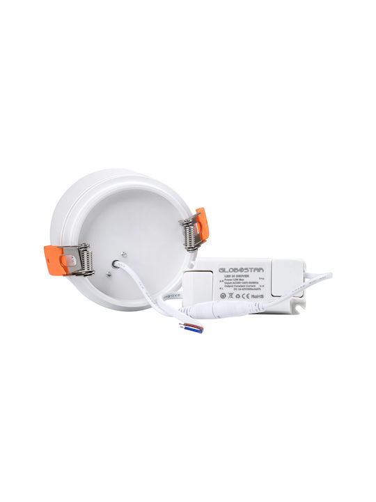 GloboStar Omega Rund Metallisch Einbau Spot mit integriertem LED und Natürliches Weißes Licht Weiß 10x10cm. 1Stück