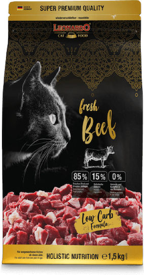 Leonardo Fresh Beef Low Carb Dry Food Grain-Free for Adult Sterilized Cats with Beef 0.25kg