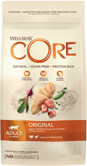 Wellness Core Original Grain Free Ξηρά Τροφή χωρίς Σιτηρά & Γλουτένη για Ενήλικες Γάτες με Γαλοπούλα / Κοτόπουλο 0.3kg