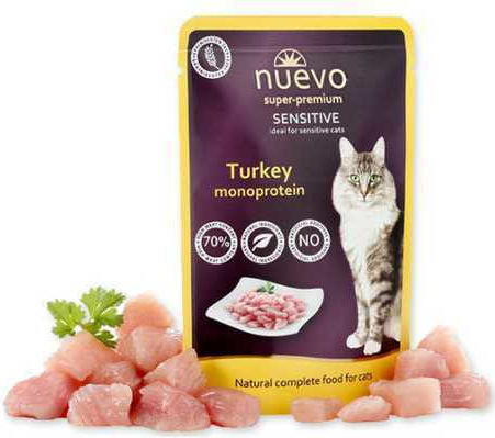 Nuevo Sensitive Wet Food for Adult Cats in Pouches with Turkey Grain-Free 85gr