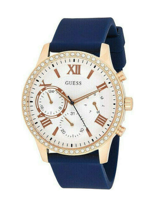 Guess Solar Watch with Blue Leather Strap