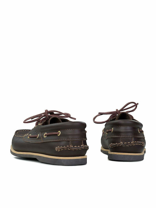 Dallas 2 Δερμάτινα Ανδρικά Boat Shoes σε Καφέ Χρώμα