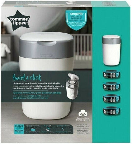 Tommee Tippee Twist Click Waste Bin for Diapers White 5 Pieces