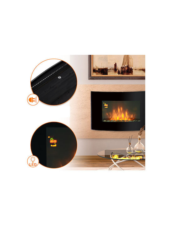 HomCom Стенен Електрическа печка 2000W 89.2x48см Черен