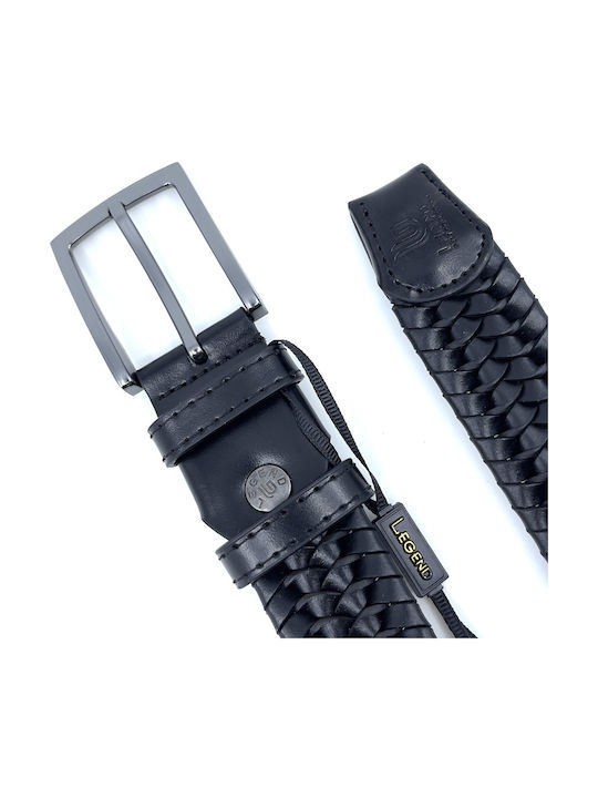 -21 Elastic Men's Belt Leather Knitted Black