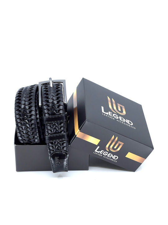 -21 Elastic Men's Belt Leather Knitted Black