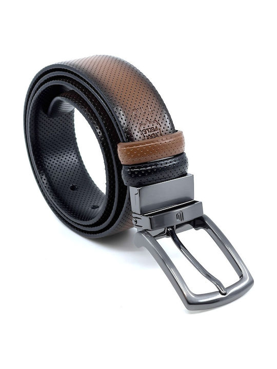 Men's Belt Leather Double Sided Black / Taba