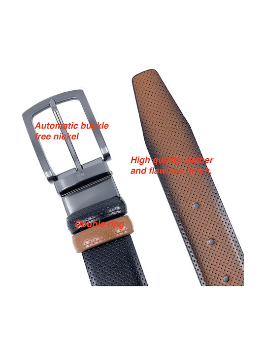 Men's Belt Leather Double Sided Black / Taba