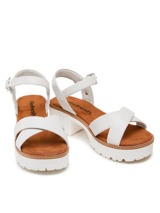 Damen Sandalen mit Chunky mittlerem Absatz in Weiß Farbe