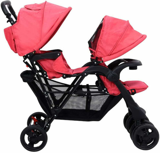 vidaXL Verstellbar Doppelter Kinderwagen Geeignet für Neugeborene Rot