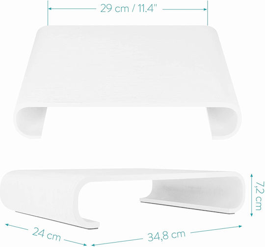 Navaris Wood Desktop Stand Monitor White
