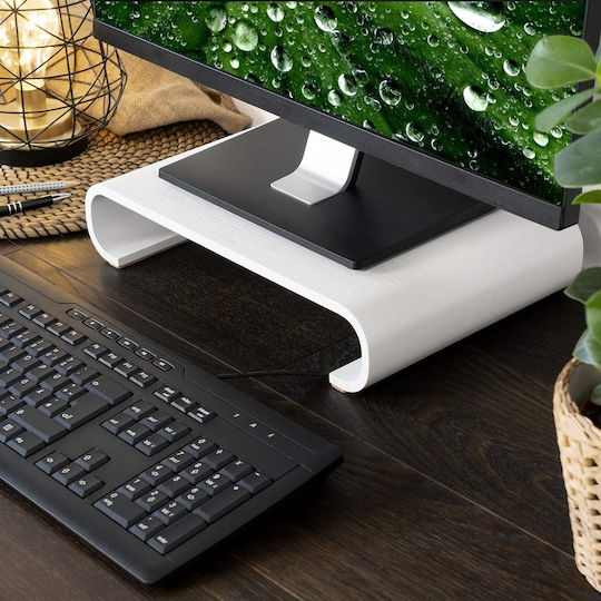 Navaris Wood Desktop Stand Monitor White