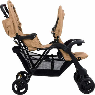 vidaXL Doppelter Kinderwagen Geeignet für Neugeborene Taupe