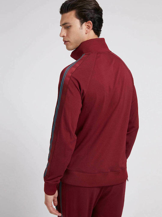 Guess Men's Sweatshirt Jacket with Pockets Burgundy