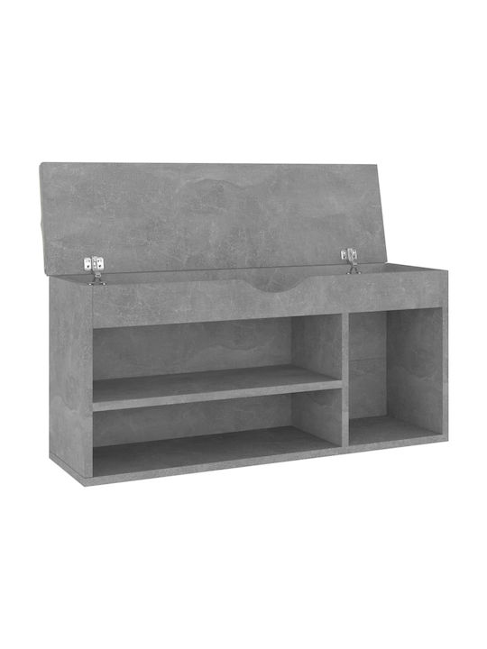 Wooden Shoe Organizer with 2 Shelves Grey 104x30x49cm