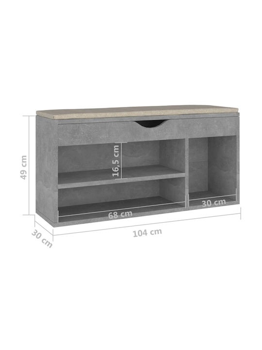 Wooden Shoe Organizer with 2 Shelves Grey 104x30x49cm