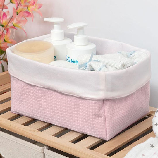 Kiokids Waffle Rectangle Nursery Storage Basket Pink