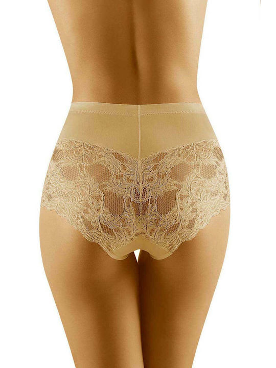 Wolbar Slimea Women's High Waist Lace Slip Beige